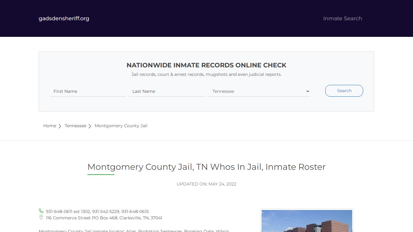 Montgomery County Jail, TN Inmate Roster, Whos In Jail